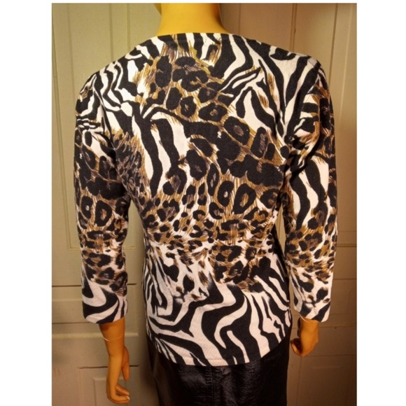 Beaded sequined animal print cardigan sweater leopard cheetah zebra - Picture 5 of 9
